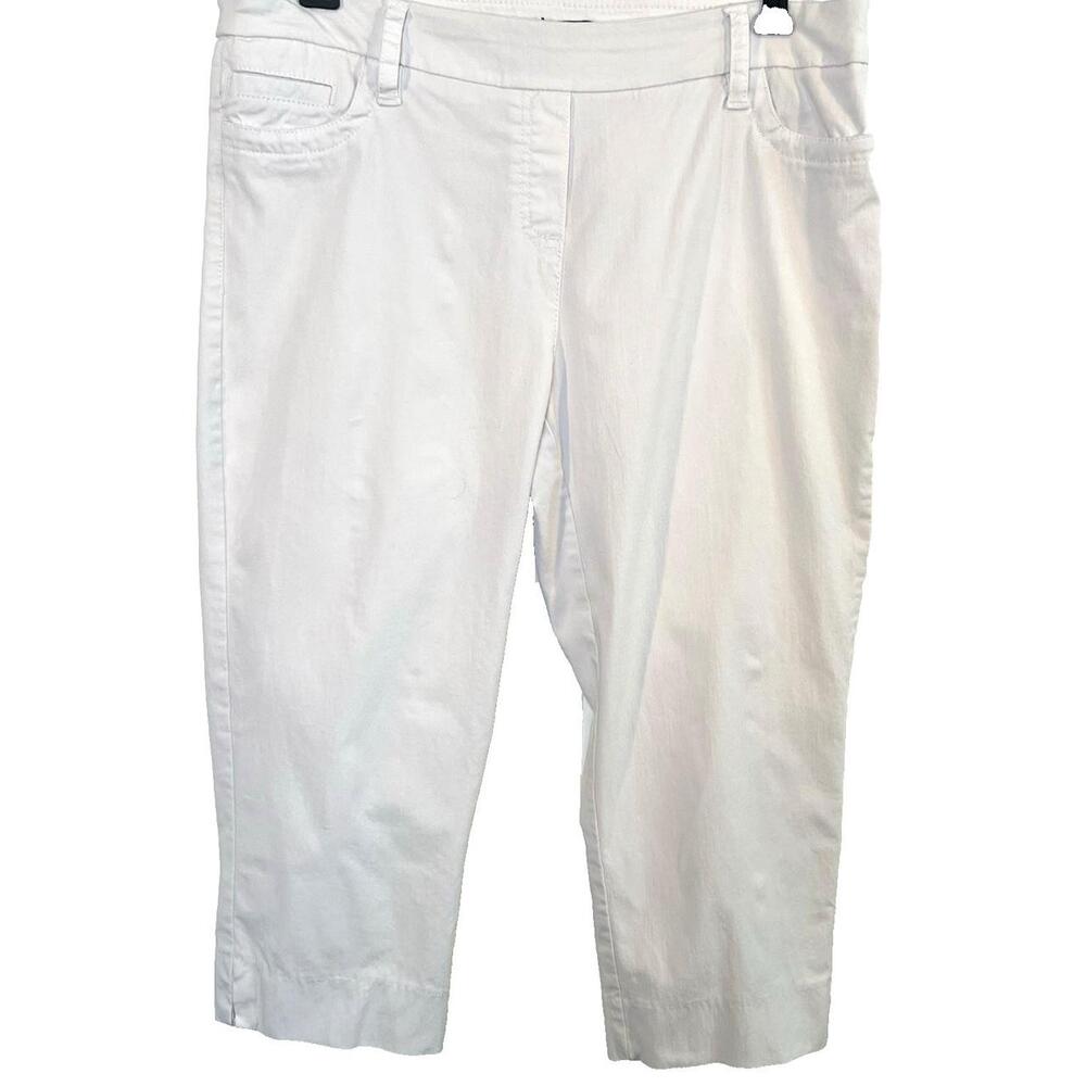 Zac & Rachel - Women's 12P Capri Pants White Chino Pull On Stretch